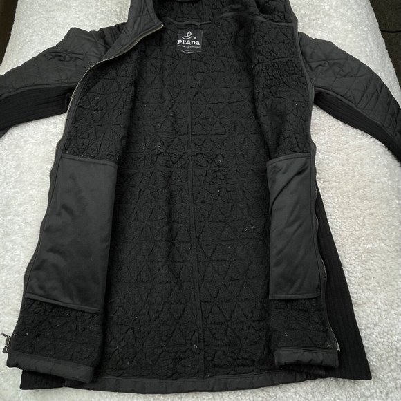 Prana Esla Long Black Sherpa Lined Coat - Picture 10 of 14